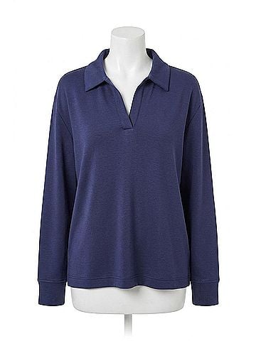 Tribal Techno Lux Scuba Johnny Collar Top in Jet Blue (view 1)