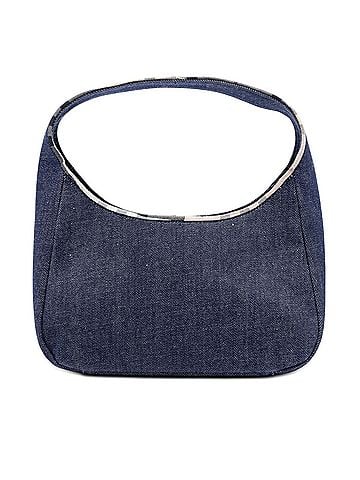 Burberry House Check Canvas Trimmed Denim Handbag (view 1)