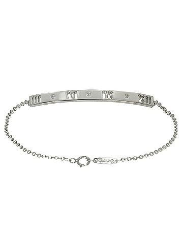 Tiffany & Co. Tiffany &amp; Co. Atlas Diamond 3P Bracelet 17cm 18K WG White Gold 750 (view 2)