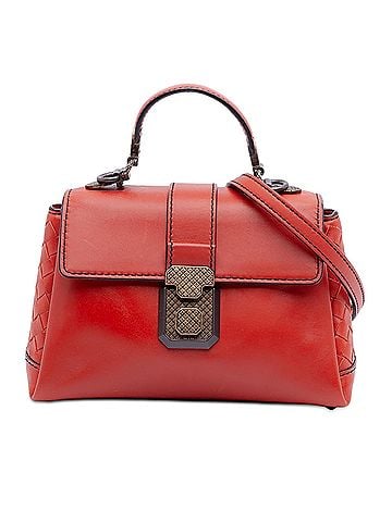 Bottega Veneta Mini Intrecciato Trimmed Nappa Piazza Top Handle Satchel (view 1)