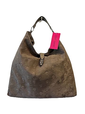 Betsey Johnson Xotelly Gray Skulls Faux Suede Hobo (view 1)