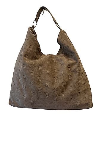 Betsey Johnson Xotelly Gray Skulls Faux Suede Hobo (view 2)