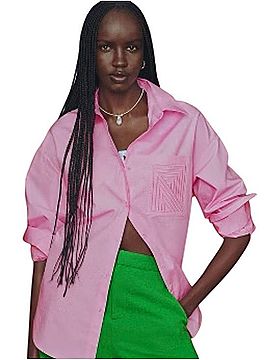 Rosie Assoulin Rosie Assoulin X Target Pink Buttondown Shirt With Pocket Detail T-Shirt (view 1)