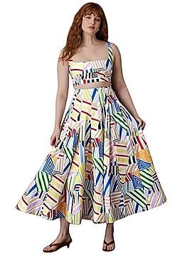 Rosie Assoulin Poplin Madras Geometric Print Maxi Skirt Casual Skirt (view 2)