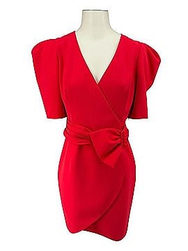 Black Halo Red Wrap-Style Midi Dress with Bow Waist Casual Dress (view 1)