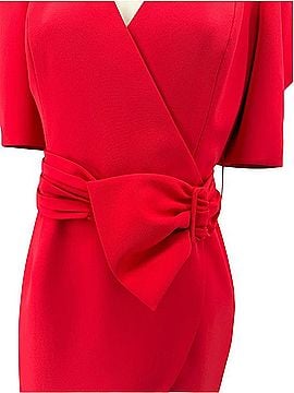 Black Halo Red Wrap-Style Midi Dress with Bow Waist Casual Dress (view 2)