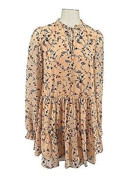 French Connection Peach Floral Tie-Neck Mini Dress Casual Dress (view 1)