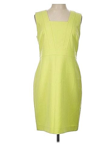 Ann Taylor Chartreuse Sleeveless V-Neck Shift Dress Casual Dress (view 1)
