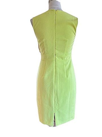 Ann Taylor Chartreuse Sleeveless V-Neck Shift Dress Casual Dress (view 2)
