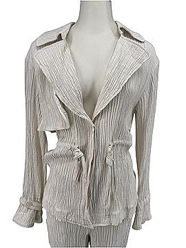 Jonathan Simkhai Cream Crinkled Button-Front Jacket with Waist Tie Jacket (view 1)