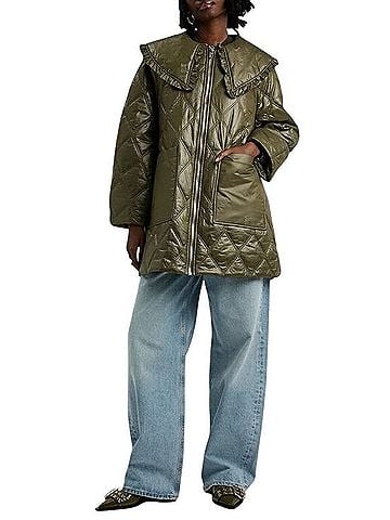 Ganni Oversized Quilted Glossed Nylon Jacket (view 1)