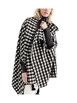 J.Crew Buffalo Check Wool Cape Scarf Tasseled Poncho (view 1)