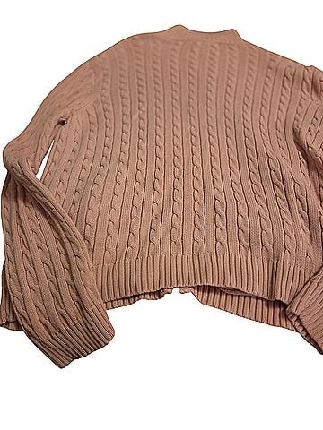 Lauren by Ralph Lauren Cable-Knit Full-Zip Mockneck Sweater Cardigan Pink XXL Pullover Sweater (view 2)