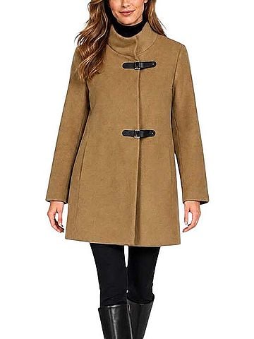 Lauren by Ralph Lauren Buckle Front Wool Coat (view 2)