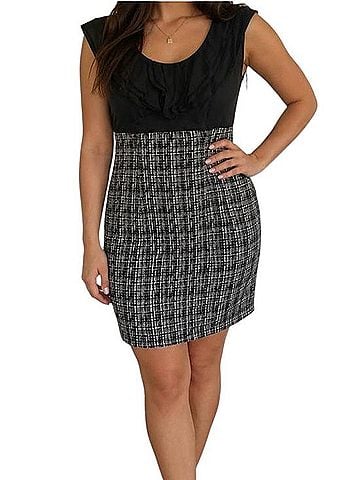 Alyx Draped Bodice Tweed Midi Dress Casual Dress (view 2)