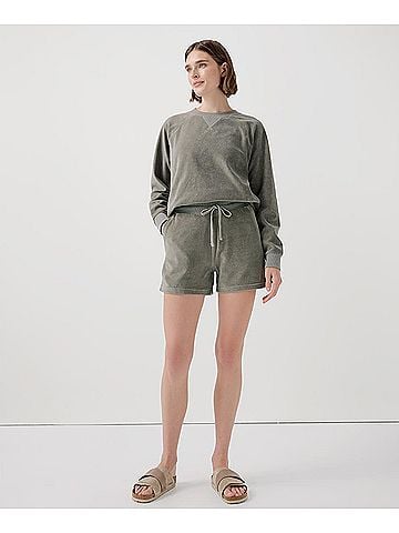Pact Shadow Green Cotton Velour Short (view 2)