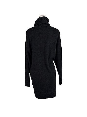 H&M H&amp;M Turtleneck Sweater Dress Womens L Black Wool Blend Oversized Cozy Knit Mini Casual Dress (view 2)