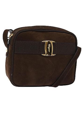 Salvatore Ferragamo Vala Suede Brown Suede Shoulder Bag Bag (view 1)