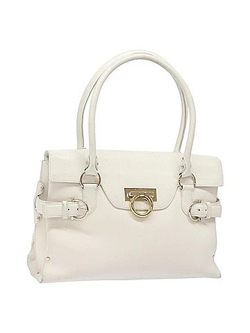 Salvatore Ferragamo Virna Satchel Leather White Leather Handbag (view 1)