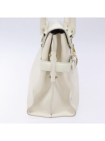 Salvatore Ferragamo Virna Satchel Leather White Leather Handbag (view 2)