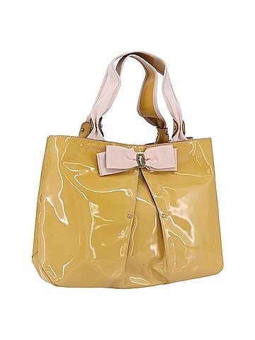 Salvatore Ferragamo Vala Patent Leather Yellow Patent_Leather Handbag (view 1)