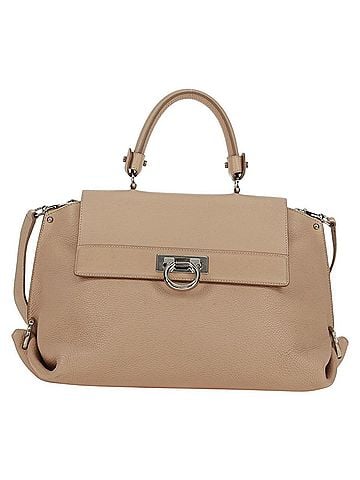 Salvatore Ferragamo Sofia Satchel Grainy Leather Beige Leather Handbag (view 1)