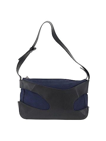 Salvatore Ferragamo Cut Out Leather And Canvas Navy Canvas Shoulder Bag Bag (view 1)