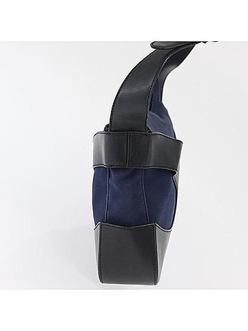 Salvatore Ferragamo Cut Out Leather And Canvas Navy Canvas Shoulder Bag Bag (view 2)