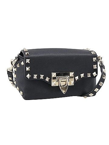 Valentino Garavani Rockstud Flip Lock Flap Leather Black Leather Handbag (view 1)