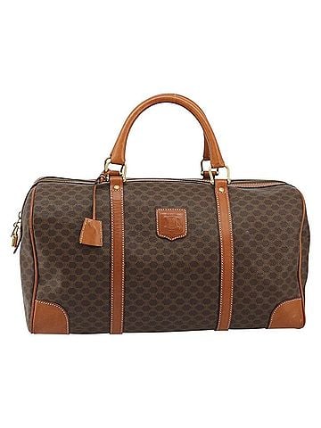 Céline Vintage Duffle Macadam Coated Canvas Brown Canvas Handbag (view 1)