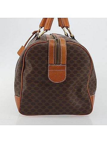 Céline Vintage Duffle Macadam Coated Canvas Brown Canvas Handbag (view 2)