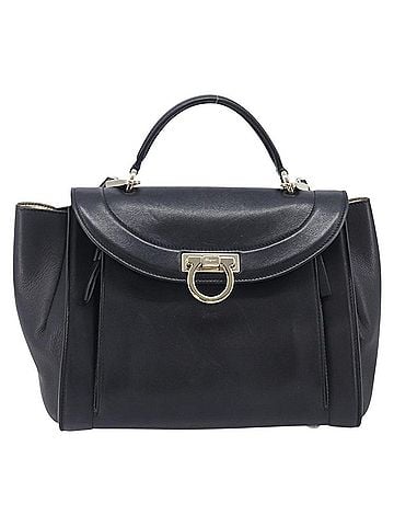 Salvatore Ferragamo Sofia Rainbow Saddle Leather Black Leather Handbag (view 1)