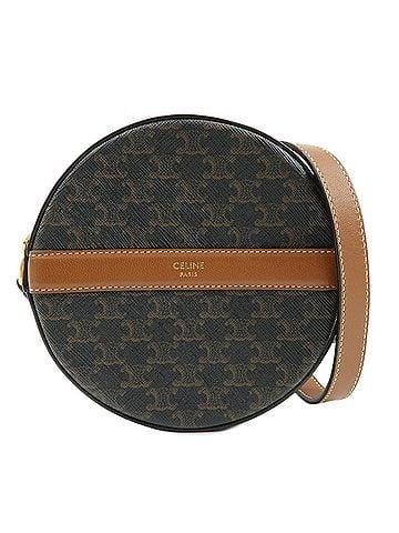 Céline Round Purse On Strap Triomphe Coated Canvas Brown Canvas Crossbody Bag Bag (view 1)