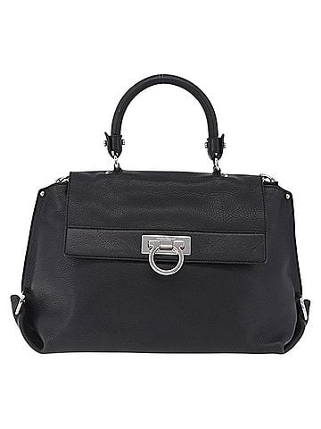 Salvatore Ferragamo Sofia Satchel Grainy Leather Black Leather Handbag (view 1)