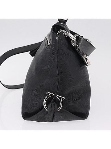 Salvatore Ferragamo Sofia Satchel Grainy Leather Black Leather Handbag (view 2)