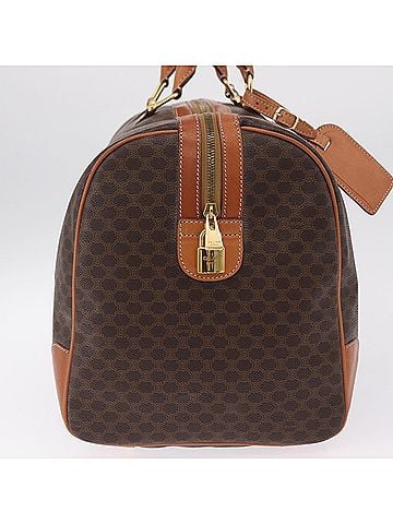 Céline Vintage Duffle Macadam Coated Canvas Brown Canvas Handbag (view 2)