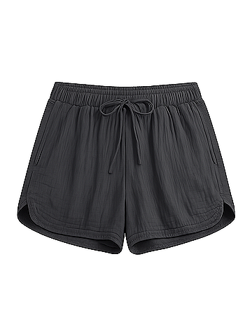 Pact Black Coastal Double Gauze Curved Hem Short (view 1)