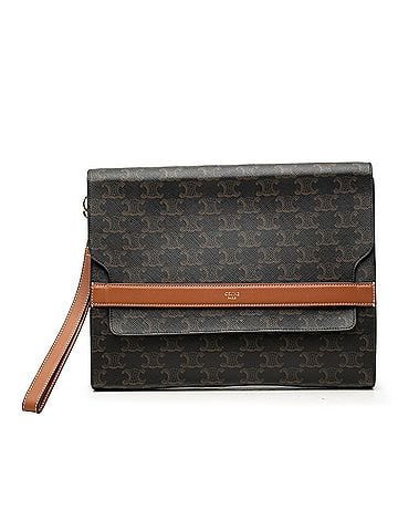 Céline Triomphe Coated Canvas Wristlet Flap Pouch (view 1)