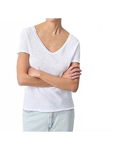 American Vintage Sonoma V-Neck Tee in Blanc (view 2)