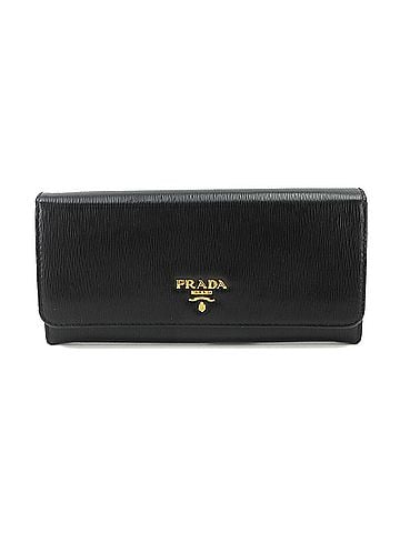 Prada Prada PRADA Bi-fold Long Wallet, Leather, Black, 1MH132, with Gold Hardware and Pass Case (view 1)