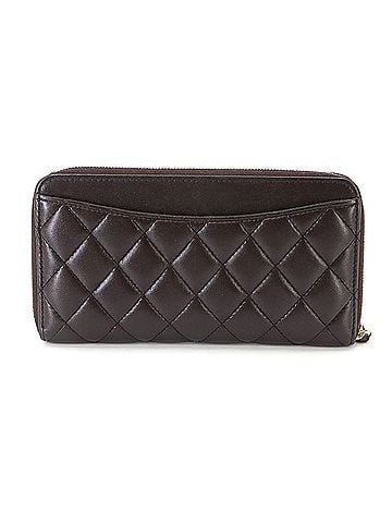 Chanel Chanel Matelasse Classic Long Zip Wallet, Round Lambskin, Brown (view 2)