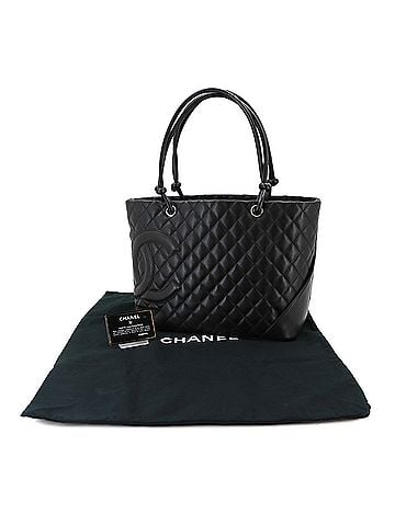 Chanel Chanel Cambon Line Large Tote Handbag, Calfskin, Black, A25169 (view 2)