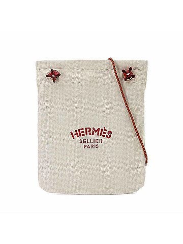 Hermès Hermes Sac Aline PM Shoulder Handbag, Toile Chevron Leather, Craie Red, Gold Hardware. (view 1)