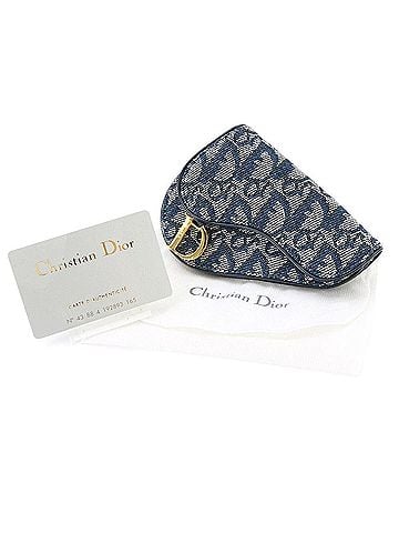 Christian Dior Christian Dior Trotter Saddle Coin Purse - Canvas, Blue (view 2)