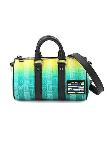 Louis Vuitton Louis Vuitton Keepall XS 2-way Hand/Shoulder Handbag, Damier Stripe Canvas, Green/Black, M59949 RFID (view 1)