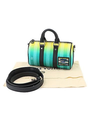 Louis Vuitton Louis Vuitton Keepall XS 2-way Hand/Shoulder Handbag, Damier Stripe Canvas, Green/Black, M59949 RFID (view 2)
