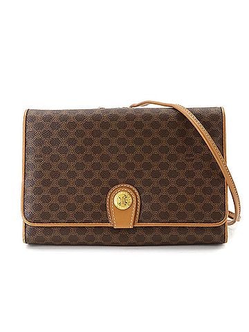 Céline Celine Macadam Shoulder Handbag, Leather, Brown, Gold Hardware (view 1)