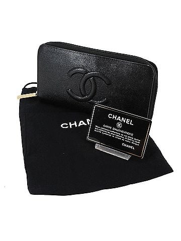Chanel Chanel Coco Mark Round Long Wallet, Caviar Leather, Black, A50071, Silver Hardware (view 2)