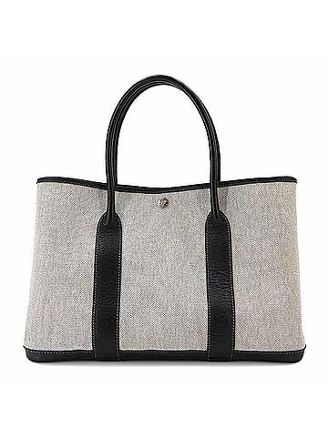 Hermès Hermes Garden 36 PM Tote Handbag, Toile H Leather, Black/Gray, ?H Stamp Party (view 2)