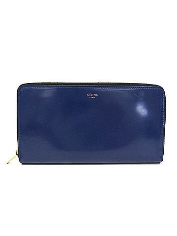 Céline Celine Women's Large Zipped Multifunction 103973 Pasted Leather Long Wallet (bi-fold) Navy (view 1)